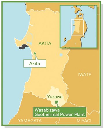 Location map of Wasabizawa Geothermal Power Plant