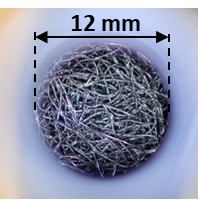 Cross-section photo of heat transfer tube filled with aluminum fiber sintered body