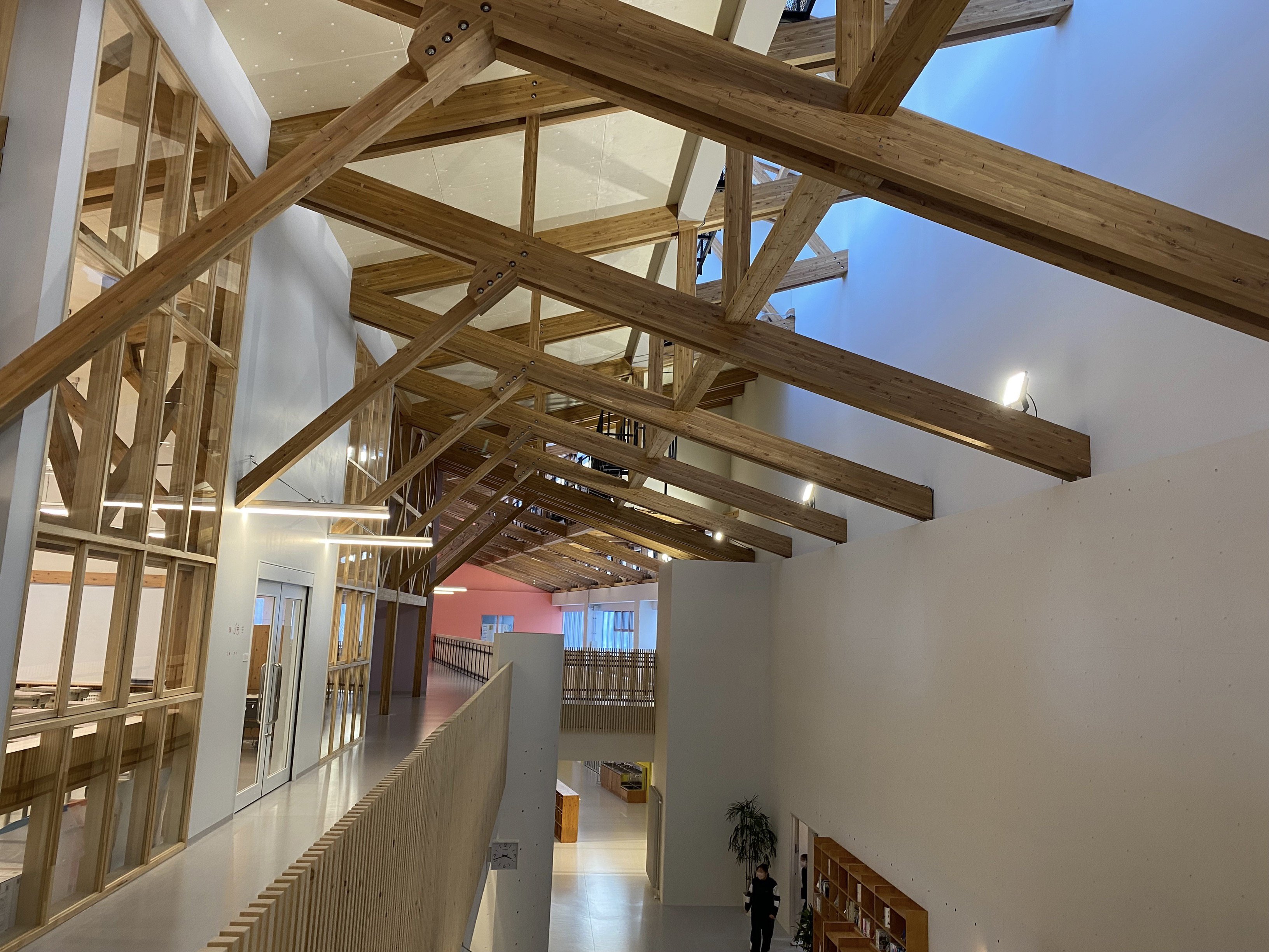 Interior of the school building that utilizes timber from our forest
