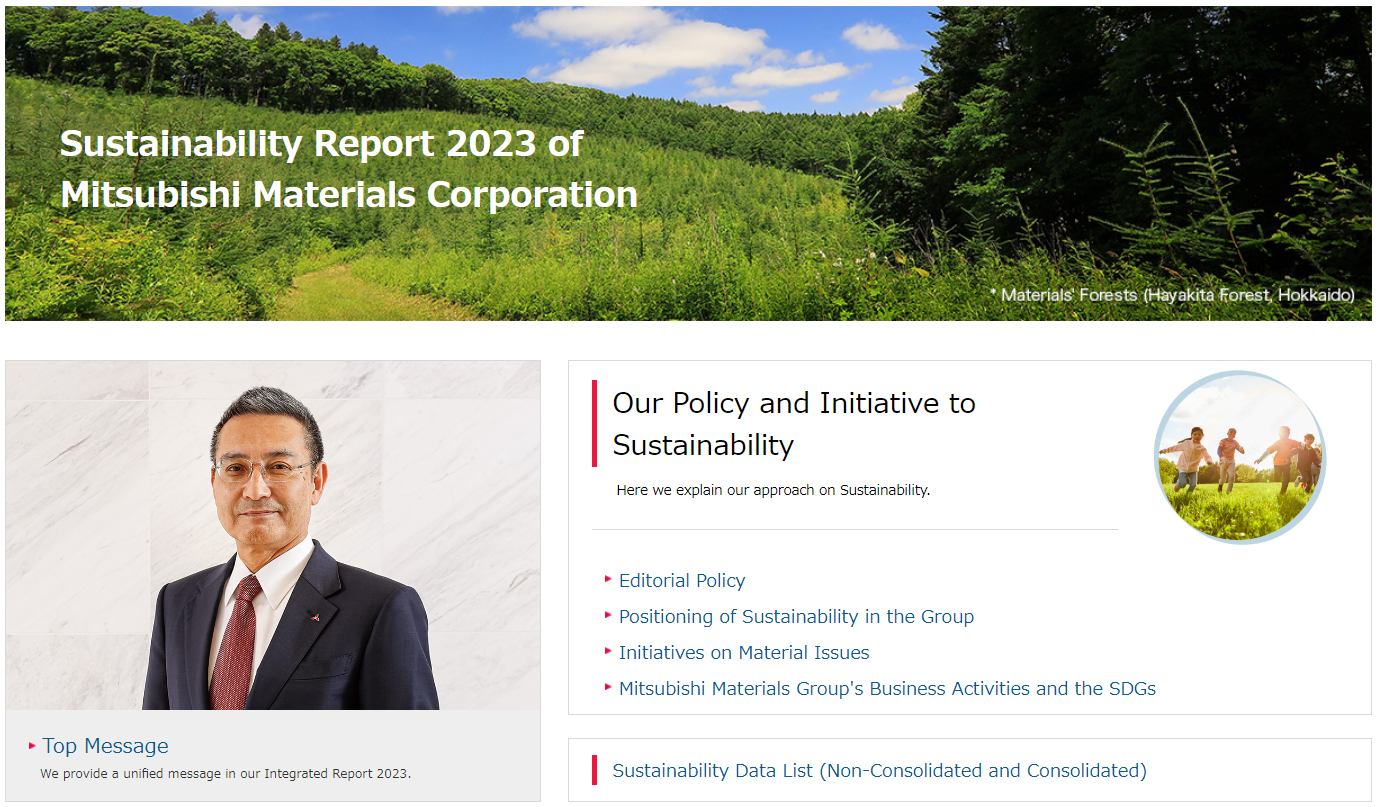 Sustainability Report 2023 Top page